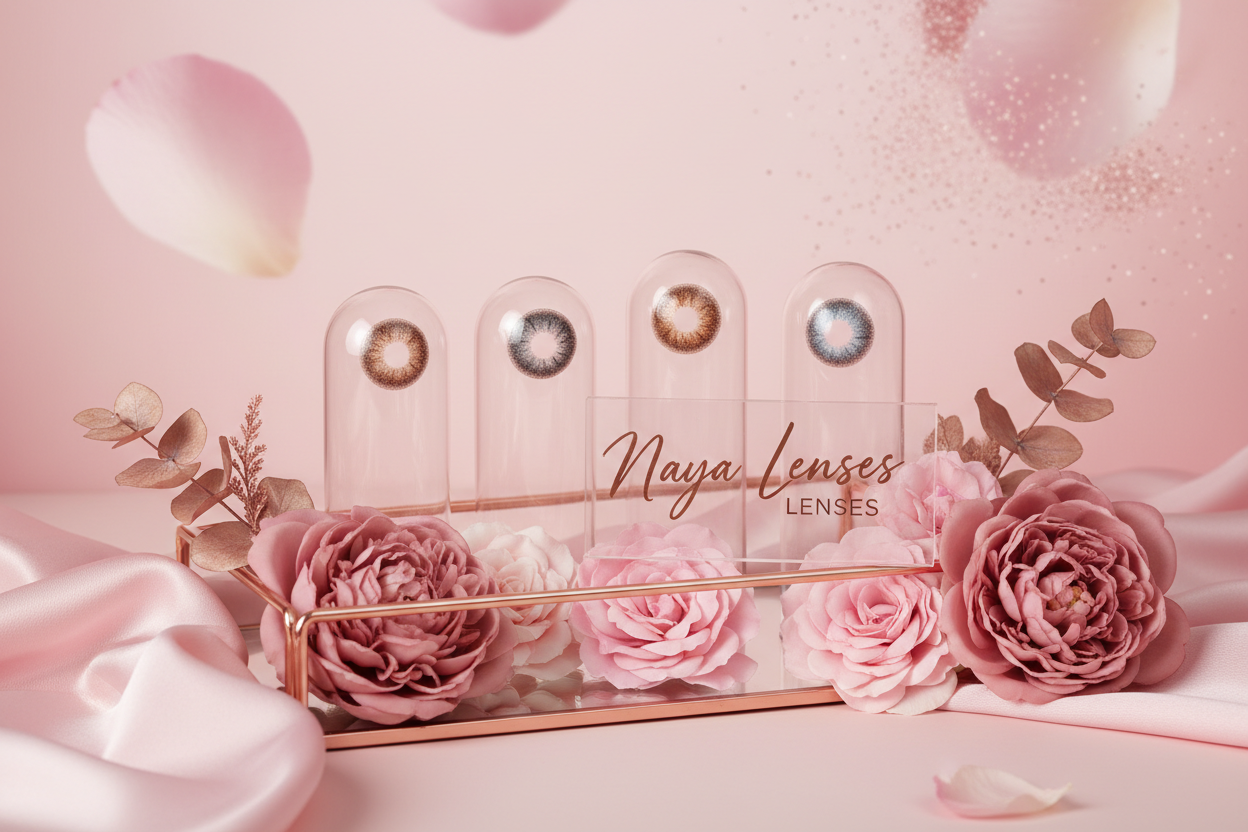 lentilles de couleurs naturelles Naya lenses sur thème rose